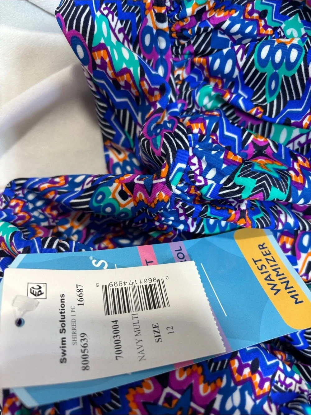 Swim Solutions multi color waist minimizer lined swimsuit NWT - Picture 5 of 10